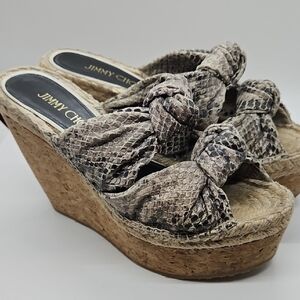 Jimmy Choo Gray Snakeskin Print Wedges
